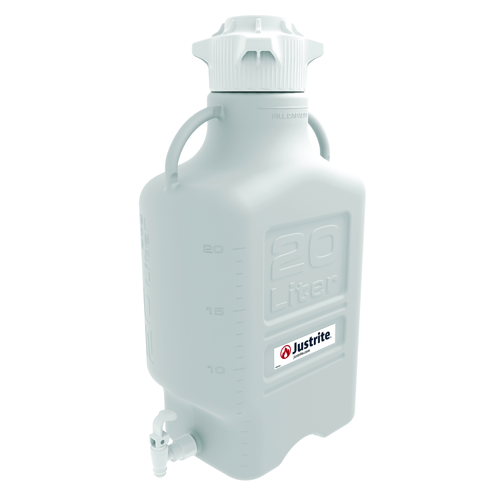 Justrite HDPE Carboy with Spigot — 20 Liters, 120mm Cap, Model# 12917
